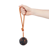 Dog Ball on Rope – Unisex – Orange/Black – 60 x 60 mm
