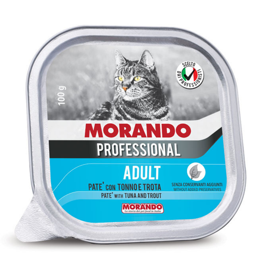 Morando Prof. Cat paté with Tuna and Trout - Tuna and Trout Aluminum * 100 gr. (Blue)