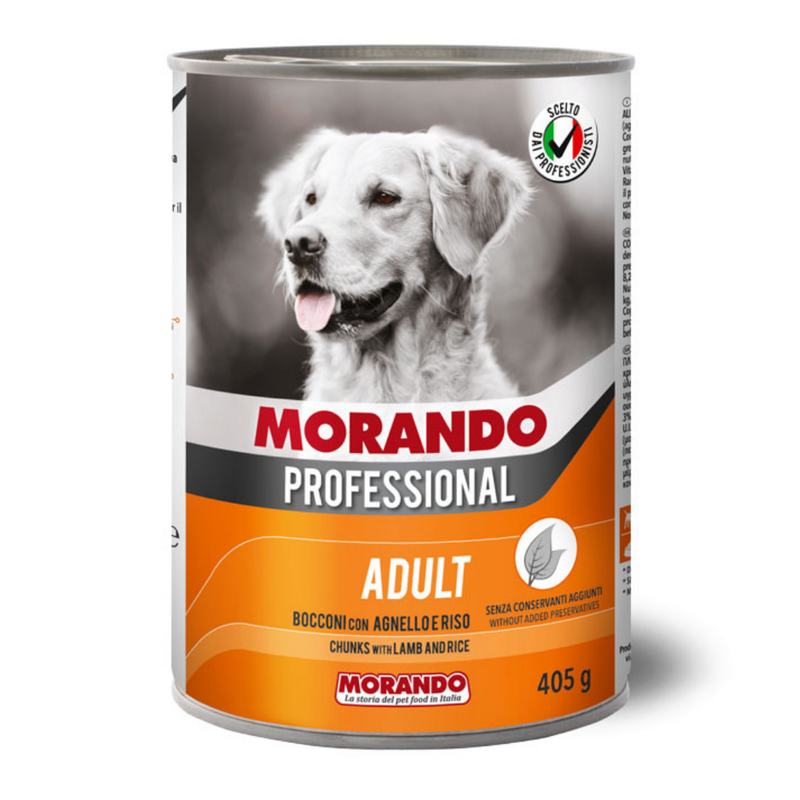 Morando Prof. Dog Chunks with Lamb and Rice - Lamb and Rice Can * 405 gr. (Orange)