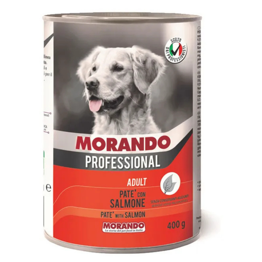 Morando Prof. Dog patÃ¨ with Salmon - Canned Salmon * 400 gr. (Orange)
