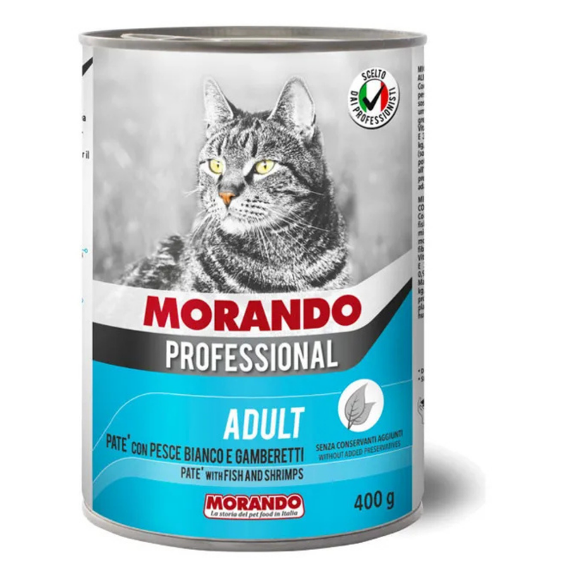 Morando Prof. Cat paté with Fish and Shrimp - Fish and Shrimp Can * 400 gr. (Light Blue)